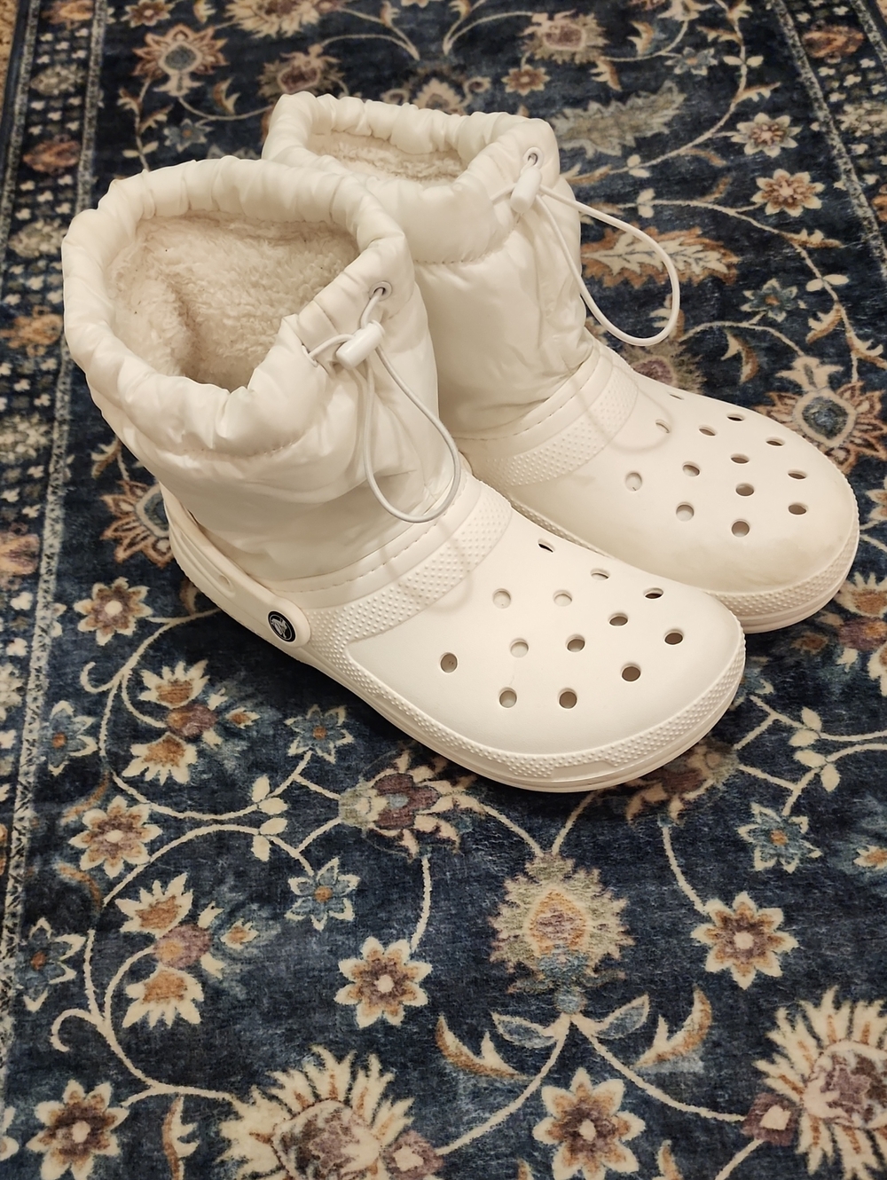 White Fleece-Lined Crocs Boots